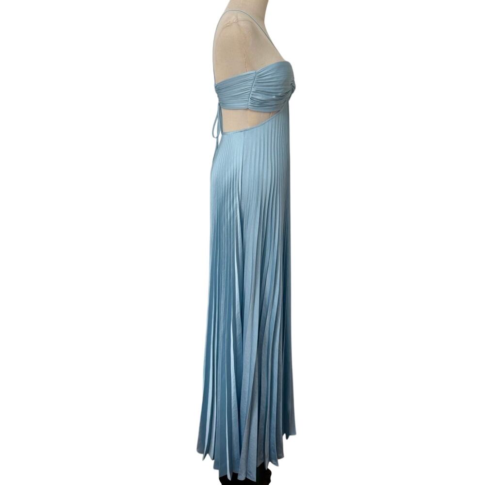 ALC Moira Satin Pleated Maxi Dress Delphinium Blue - Picture 9 of 11